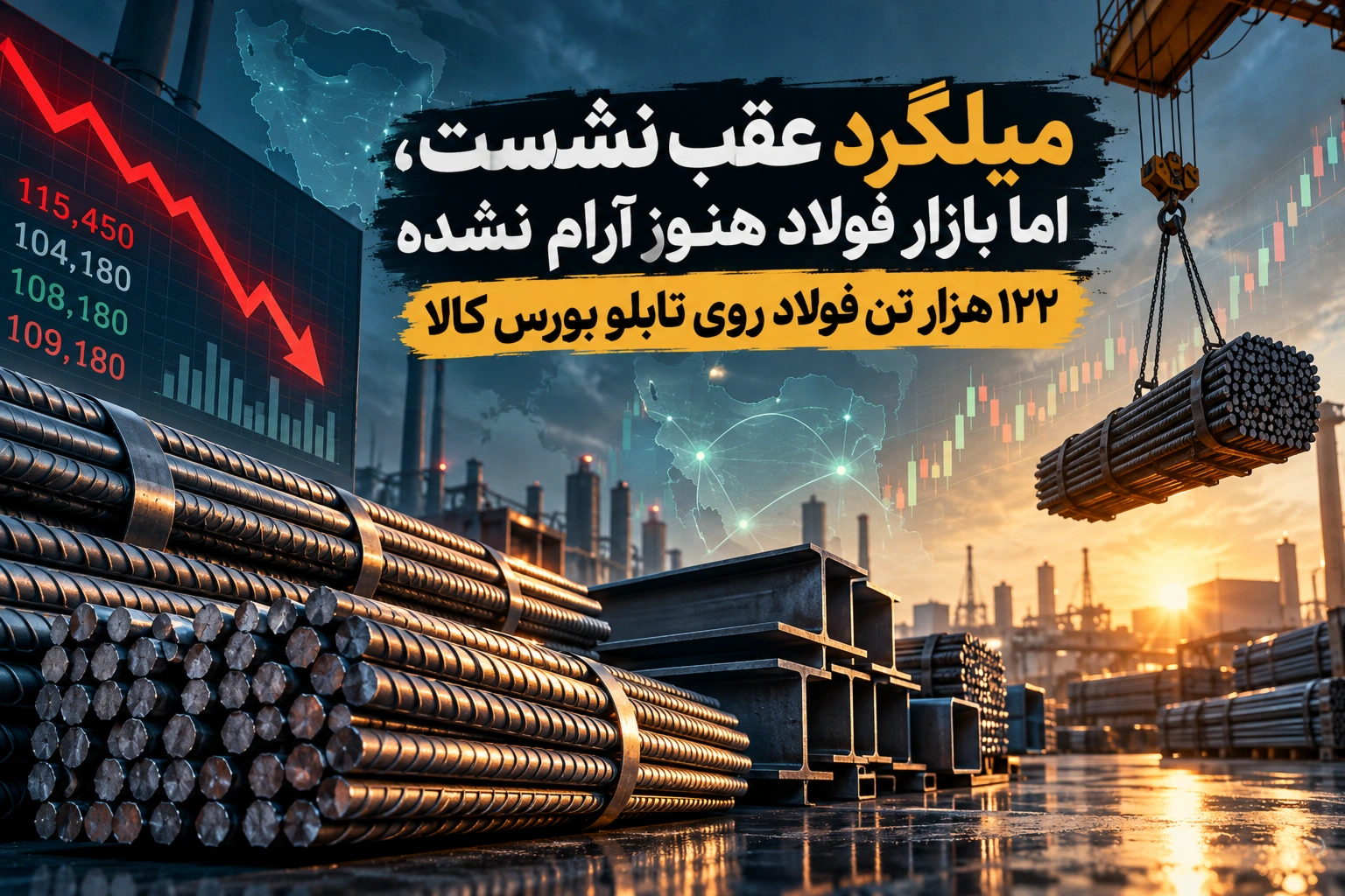 قیمت میلگرد امروز ۲۲ مهر ۱۴۰۵ | اصلاح بازار و عرضه ۱۲۲ هزار تن فولاد
